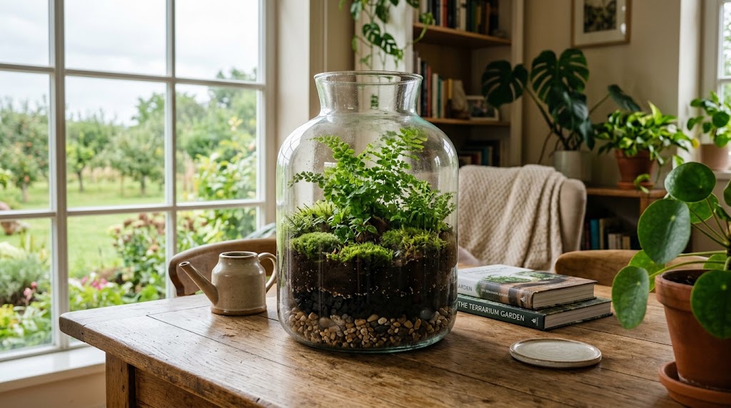 How to build a terrarium - layered glass container with moss and small plants